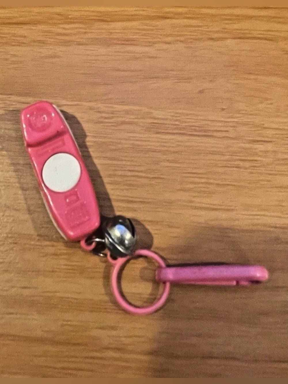Vintage 1980s Plastic Bell Charm Pink & White Phone 80s Clip On Necklace